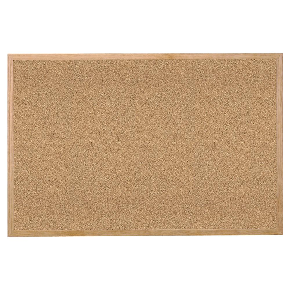 Ghent natural cork bulletin board with wood frame, 3 feet by 4 feet, ideal for office or workspace organization.