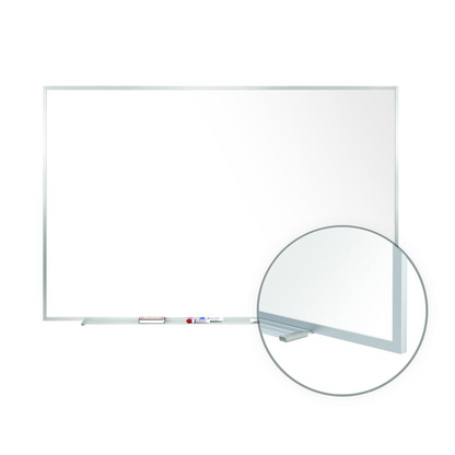 Start2Finish Ghent non-magnetic whiteboard with aluminum frame, 3 feet by 5 feet, showing a clean, writable surface with mounted frame.
