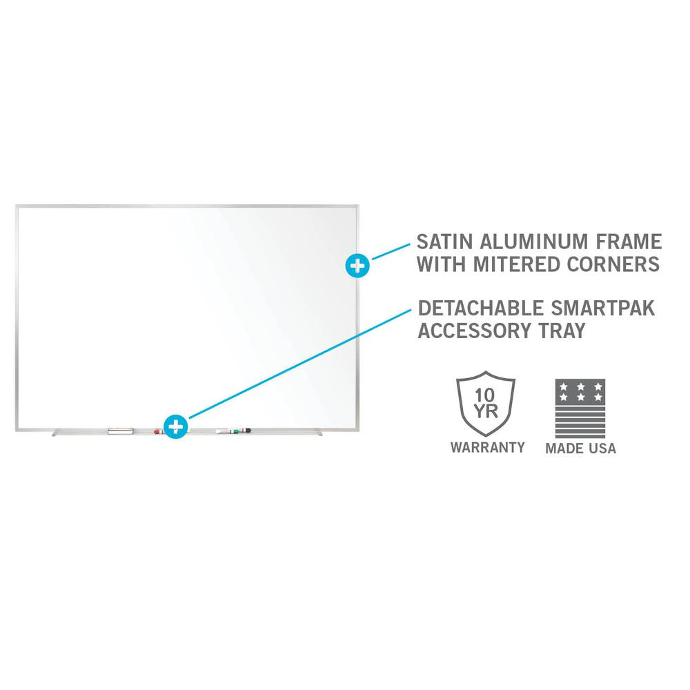Start2Finish Ghent whiteboard with aluminum frame, 3 feet high by 4 feet wide, ideal for office use and note-taking.