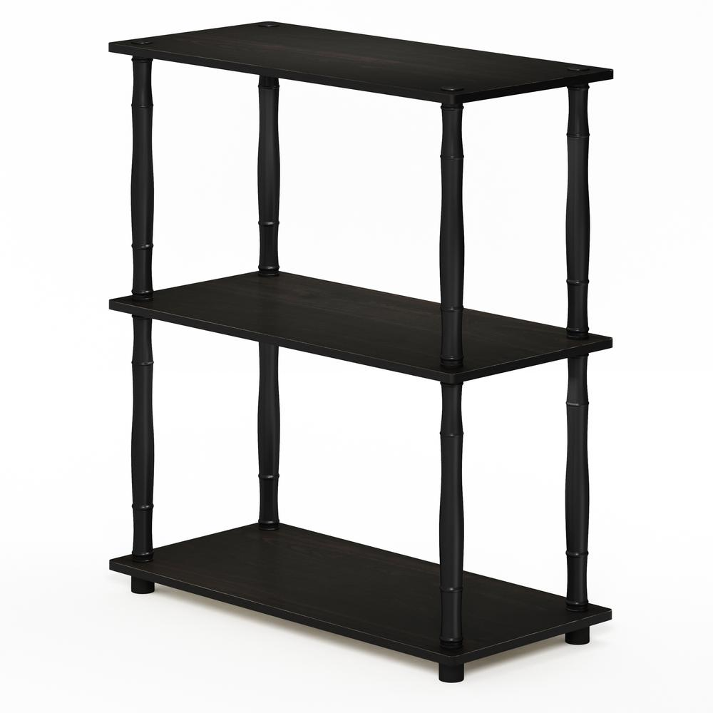Furinno Turn-N-Tube 3-tier black and espresso multipurpose shelf display rack with classic tube design, made by Start2Finish.