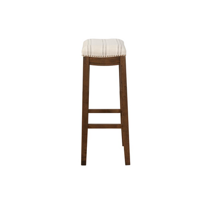 Start2Finish Claridge natural wood bar stool with a round seat and sturdy legs, ideal for modern kitchen or bar area.