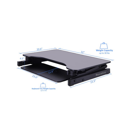Start2Finish Rocelco 32-inch height adjustable standing desk, modern furniture with a sleek adjustable surface for ergonomic work.