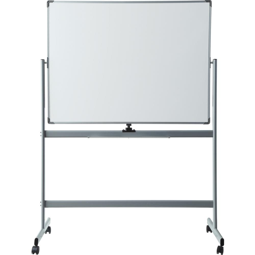 Start2Finish Lorell magnetic double-sided whiteboard easel with white surface, floor-standing, rectangle shape, 48-inch width, 36-inch height