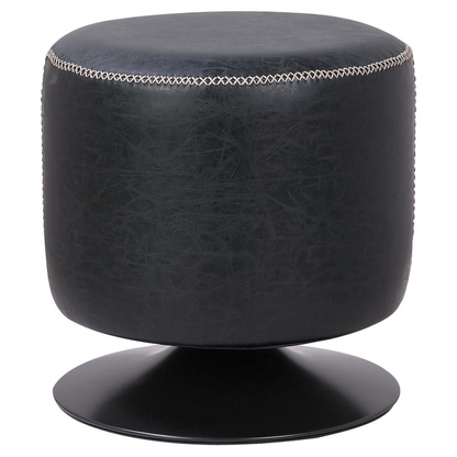 Start2Finish Gaia faux leather round swivel ottoman with cushioned top and wooden base, versatile furniture piece for living room decor.