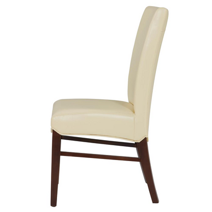 Set of two Milton bonded leather dining side chairs by Start2Finish, featuring sleek design and cushioned seats for comfortable dining.