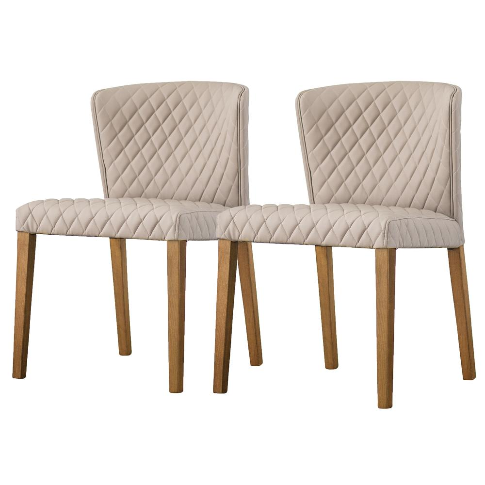 Set of two Start2Finish Albie diamond stitch faux leather dining side chairs with sleek design and sturdy wooden legs.