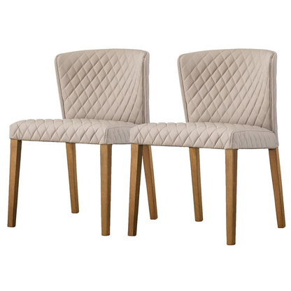 Set of two Start2Finish Albie diamond stitch faux leather dining side chairs with sleek design and sturdy wooden legs.