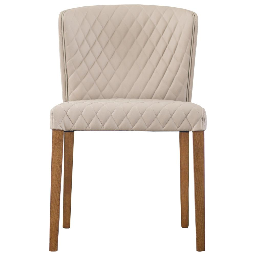 Pair of Start2Finish Albie faux leather dining side chairs with diamond stitching, featuring a sleek modern design and sturdy metal legs.
