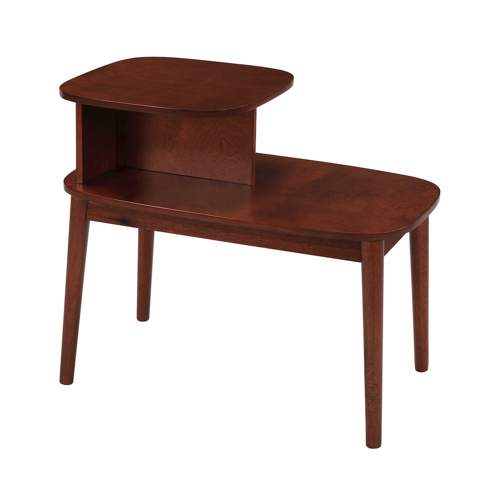 Maxwell Mid Century 2 Tier Chairside End Table by Start2Finish, featuring a wooden frame with two shelves for living room use.
