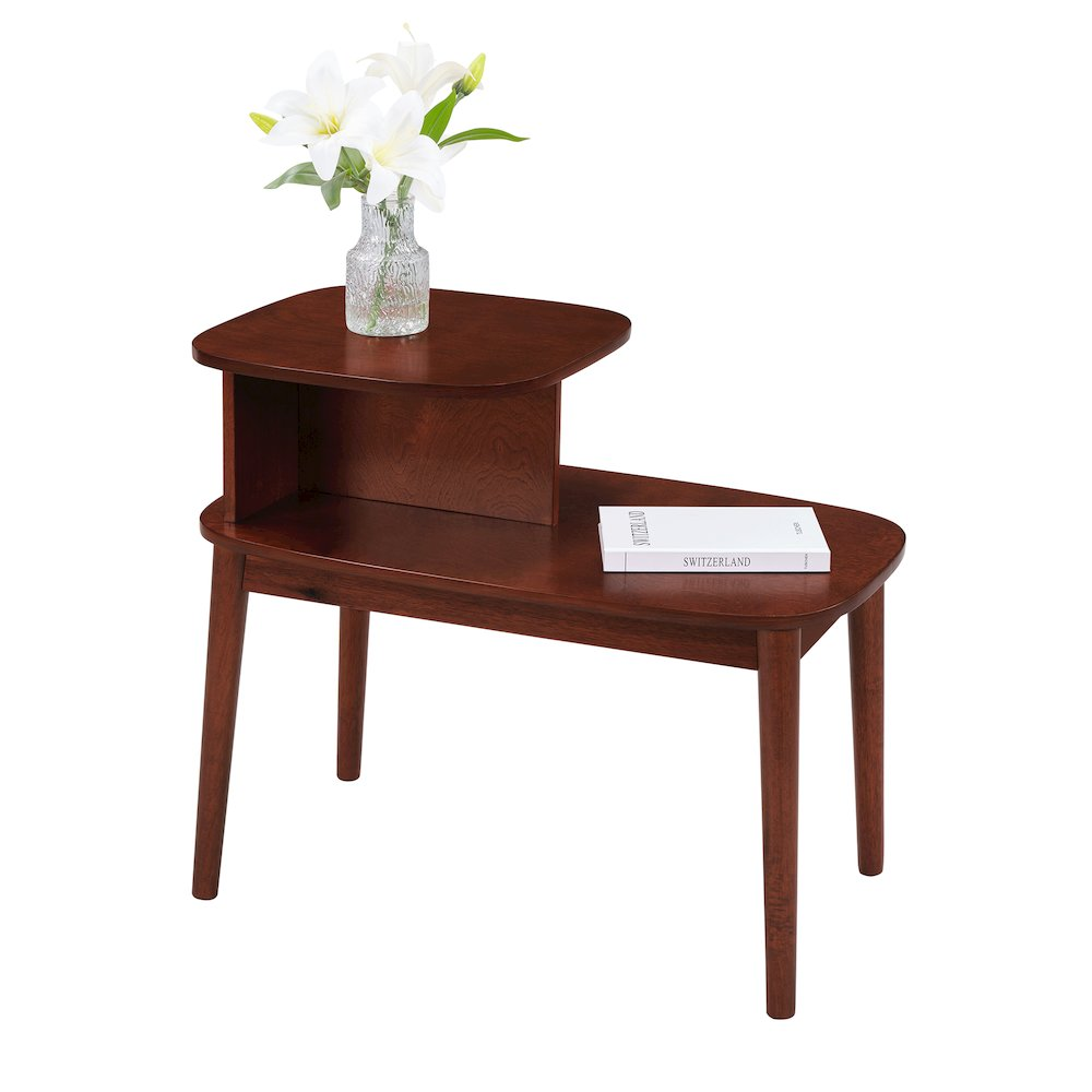 Maxwell Mid Century 2 Tier Chairside End Table by Start2Finish with wooden finish and two shelves for living room decor