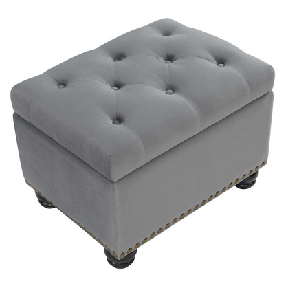 Start2Finish 5th Avenue Storage Ottoman showing a beige fabric upholstered furniture piece with a cushioned top and storage space inside.