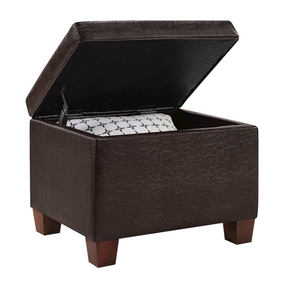 Start2Finish Madison Storage Ottoman in fabric, showing a cushioned top and spacious interior for living room storage.