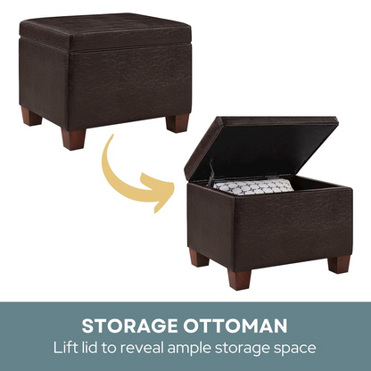 Start2Finish Madison Storage Ottoman with cushioned top and fabric upholstery, ideal for living room storage and decor.