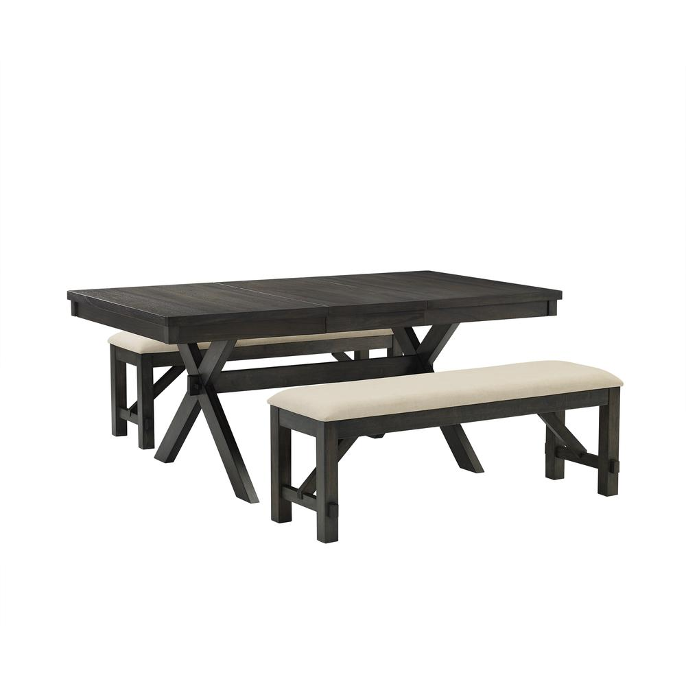 Hayden 3-piece dining table set for six by Start2Finish with a table and two matching benches, featuring a modern wood finish.