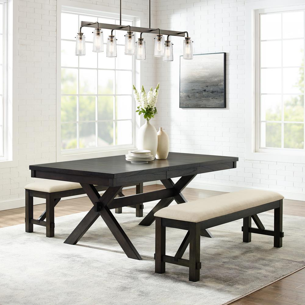 Start2Finish Hayden 3-piece dining table set with a table and two benches, ideal for six people, in a modern furniture design.