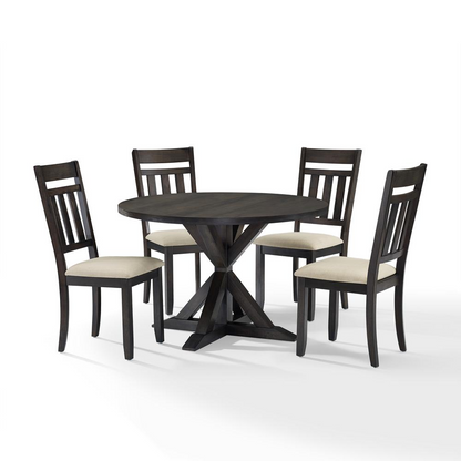 Start2Finish Hayden 5-piece round dining table set with four slat back chairs, perfect for family meals and gatherings.