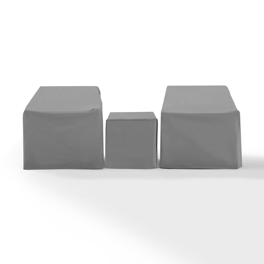 Start2Finish 3-piece outdoor furniture cover set with two armchair covers and an end table cover, weather-resistant protection.