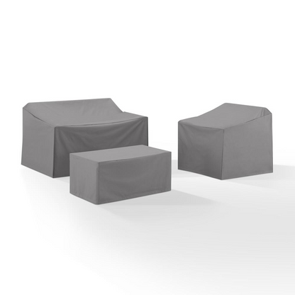 Start2Finish 3-piece outdoor furniture cover set with loveseat, chair, and coffee table protection for garden and patio furniture.