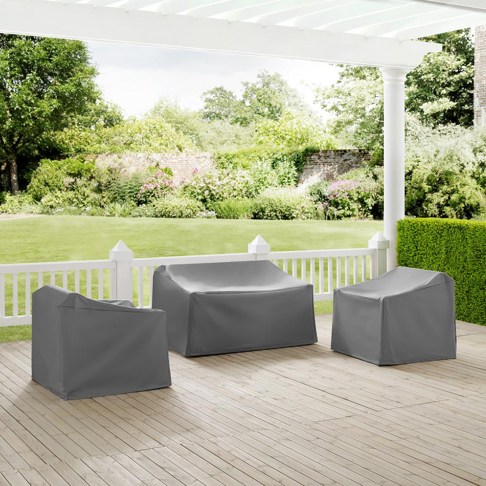 Start2Finish 3-piece outdoor furniture cover set with a loveseat and two chairs, made of durable weather-resistant material.
