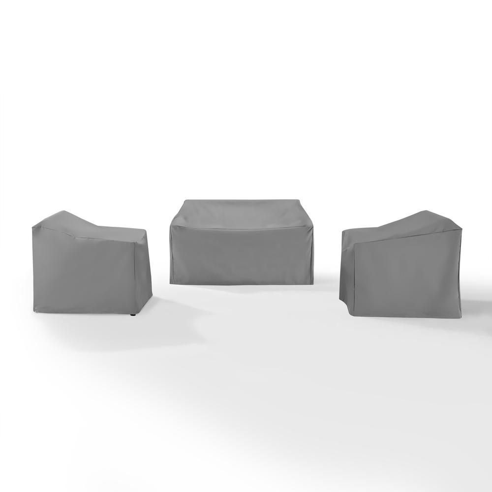 Start2Finish 3-piece outdoor furniture cover set with a loveseat and two chairs, weather-resistant protective covers.
