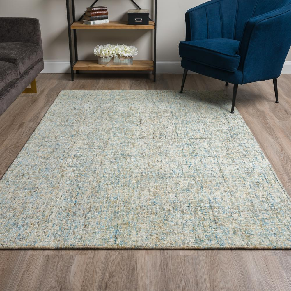 Start2Finish Calisa CS5 Chambray 5x7.6 rug with blue chambray fabric, showcasing soft woven texture and modern design in a home setting.