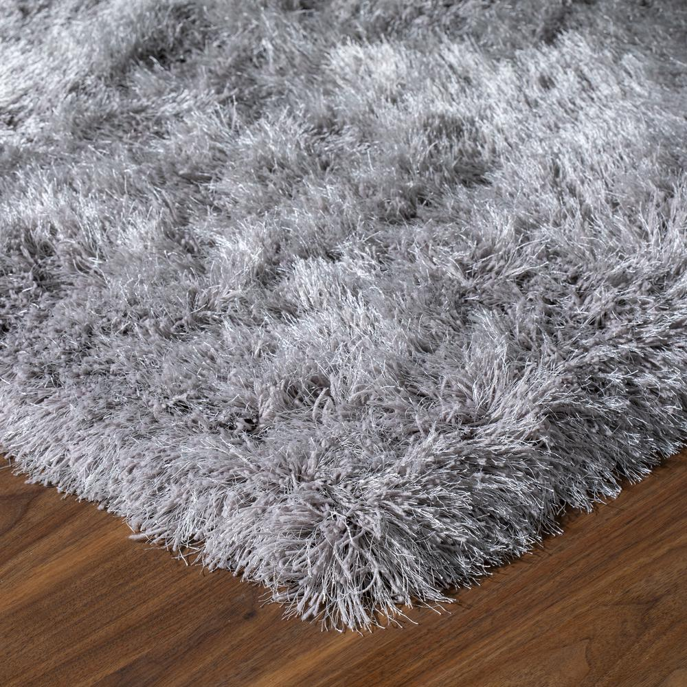 Start2Finish Impact IA100 Silver 8x10 rug with intricate geometric pattern in silver and gray tones on a neutral background.