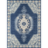 Start2Finish navy rectangle area rug with traditional pattern, measuring 2 by 3 feet, featuring a classic design on a navy background.
