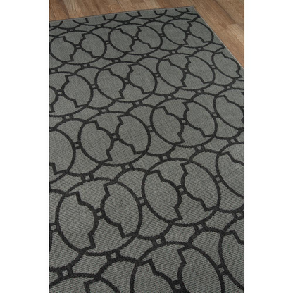 Contemporary rectangle area rug in charcoal with geometric pattern, 5&