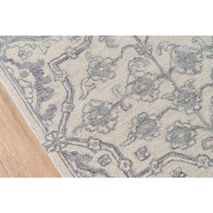 Gray traditional rectangle area rug from Start2Finish, 5x8 feet, with classic pattern and soft texture.