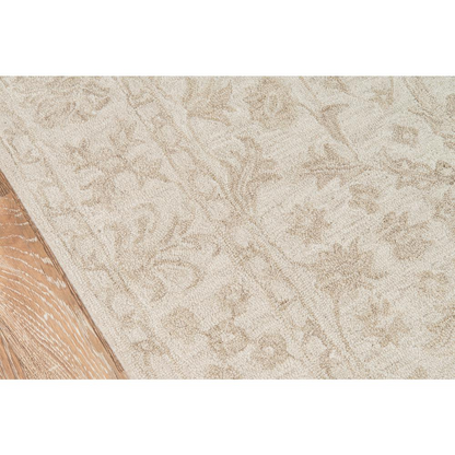 Beige traditional rectangle area rug measuring 3&