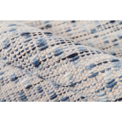Blue contemporary rectangle area rug by Start2Finish, showing a stylish geometric pattern in 3&