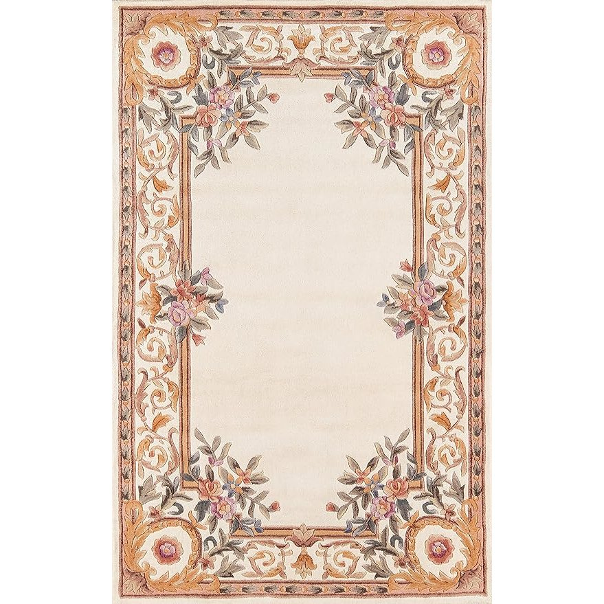 Start2Finish transitional rectangle area rug in ivory with subtle geometric patterns, 3&