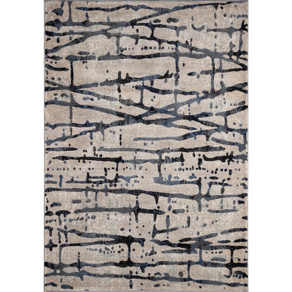 Start2Finish contemporary grey rectangle area rug with a modern geometric pattern, size 3&