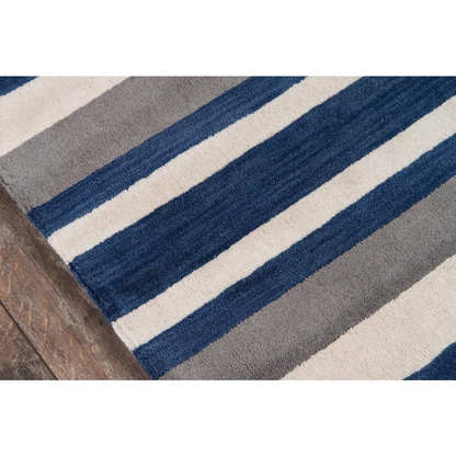 Start2Finish navy contemporary rectangle area rug showing a textured navy design on a rectangular 3&