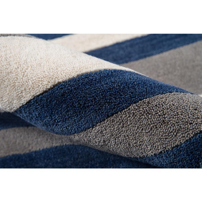 Contemporary navy rectangle area rug by Start2Finish, 3&