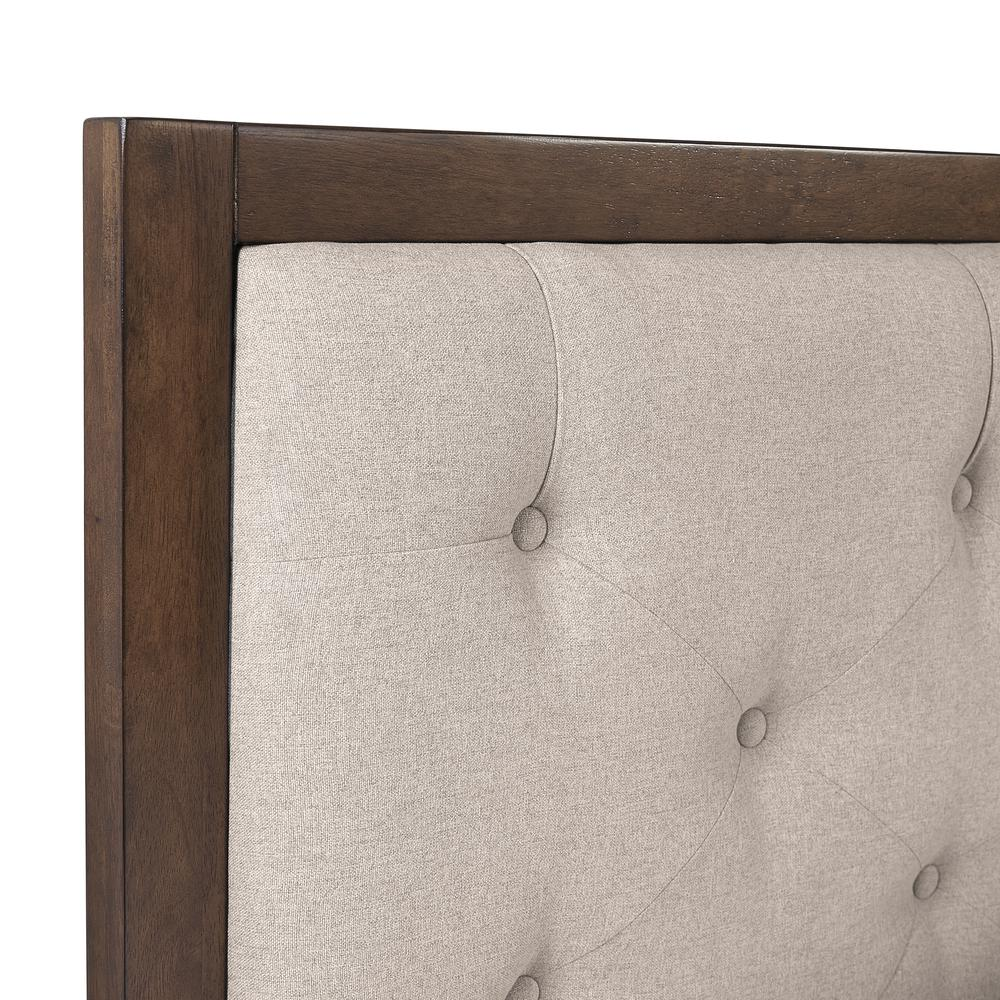 Start2Finish Reid Mid Century Oatmeal Platform Queen Bed with wooden frame and clean design, shown in a modern bedroom setting.