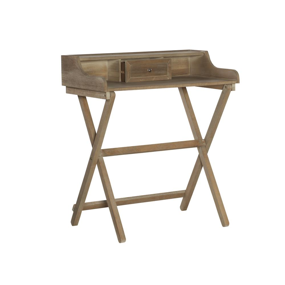 Rustic brown Coy folding desk from Start2Finish, showcasing a compact wooden furniture piece with a foldable design and sturdy build.