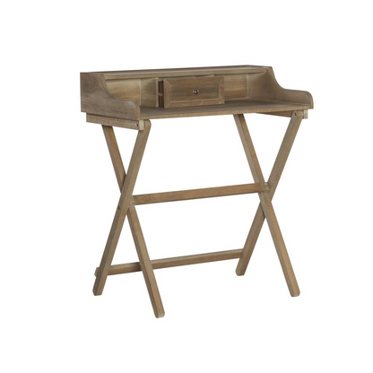 Rustic brown Coy folding desk from Start2Finish, showcasing a compact wooden furniture piece with a foldable design and sturdy build.