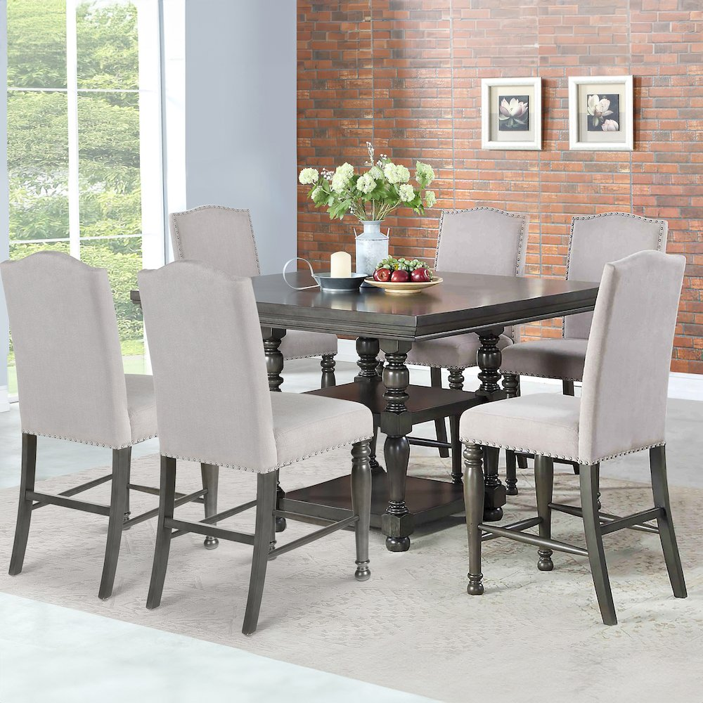 Start2Finish Caswell 7-piece counter set with stainless steel tools and wooden handles, displayed on a light wooden surface.
