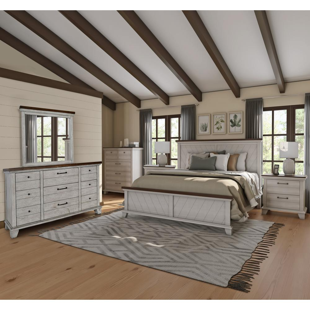 Start2Finish Bear Creek Nightstand showing a wooden furniture piece with a drawer and open shelf in a modern bedroom setting.
