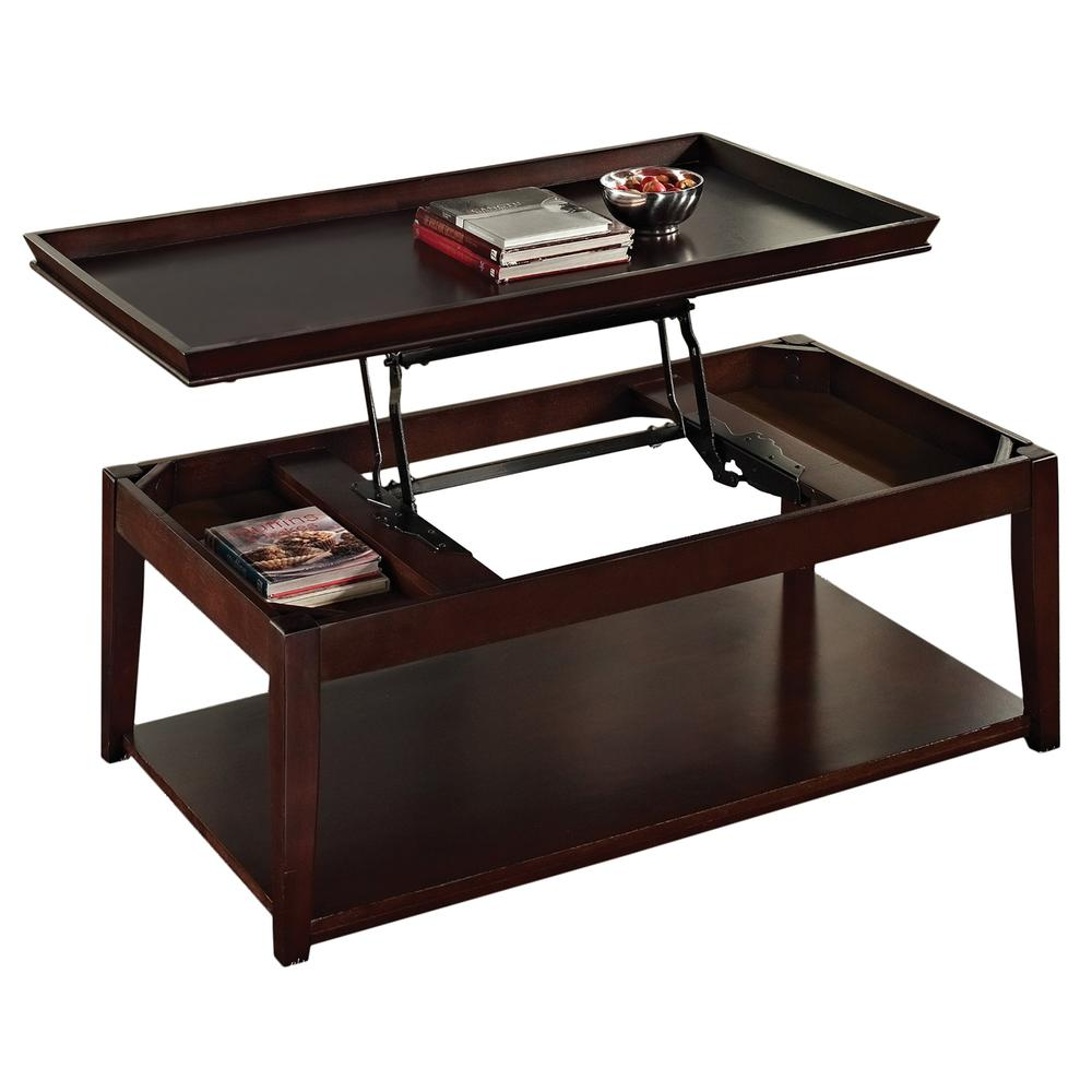 Start2Finish Clemson lift top cocktail table with wood finish, featuring a functional lift top surface and stylish design.