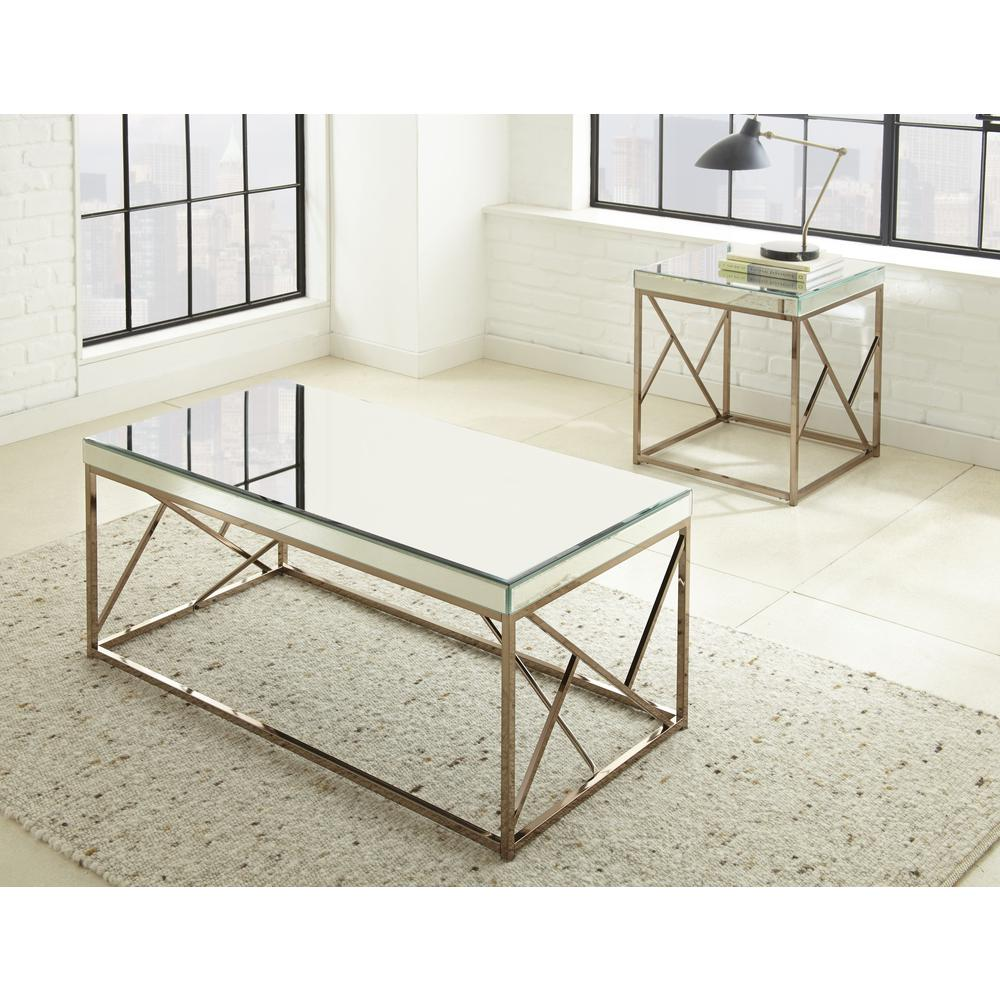 Start2Finish Evelyn cocktail table with a sleek round wooden top and modern metal base, ideal for living room or lounge spaces.