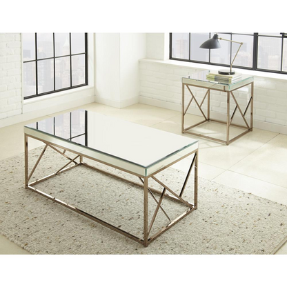 Start2Finish Evelyn cocktail table with a sleek round wooden top and modern metal base, ideal for living room or lounge spaces.