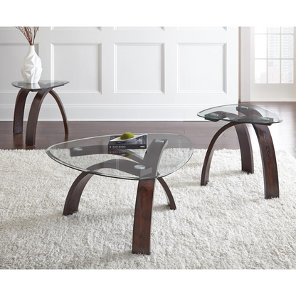 Start2Finish Pitman 3-piece occasional furniture set with a coffee table and two side tables, modern wood finish with clean lines.