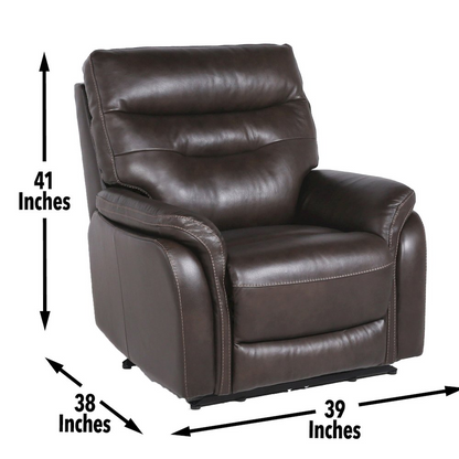Start2Finish Fortuna recliner with power and coffee finish, featuring plush cushions and a modern design for comfortable seating.