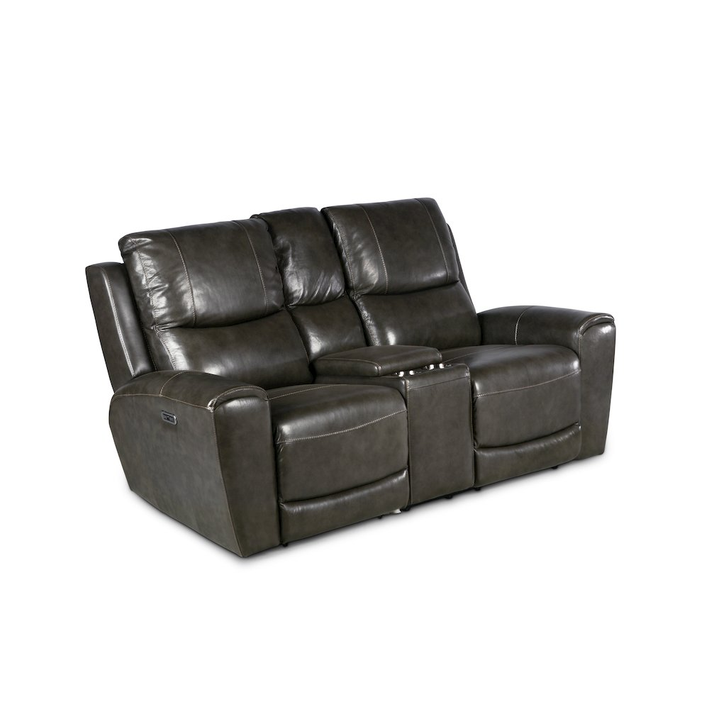Start2Finish Laurel Pwr-Pwr console loveseat featuring plush upholstery and built-in armrest console, perfect for modern living rooms.