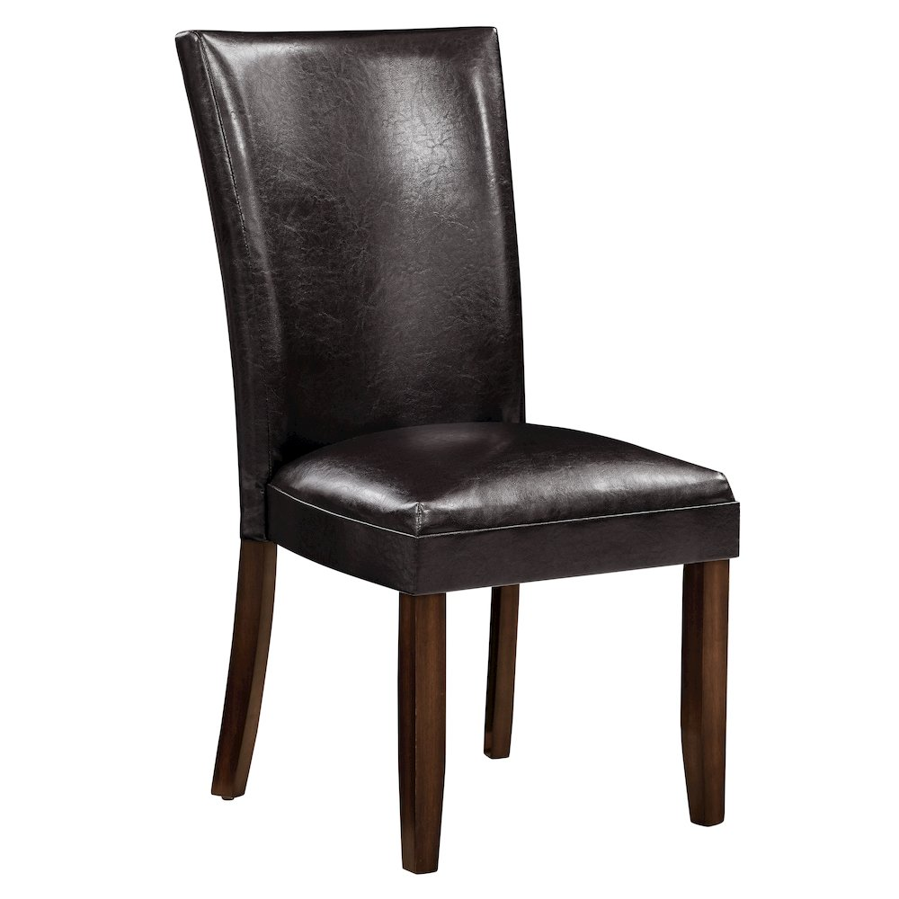 Hartford 72-inch dining set with nine pieces and brown chairs, featuring a wooden table and comfortable upholstered seats.