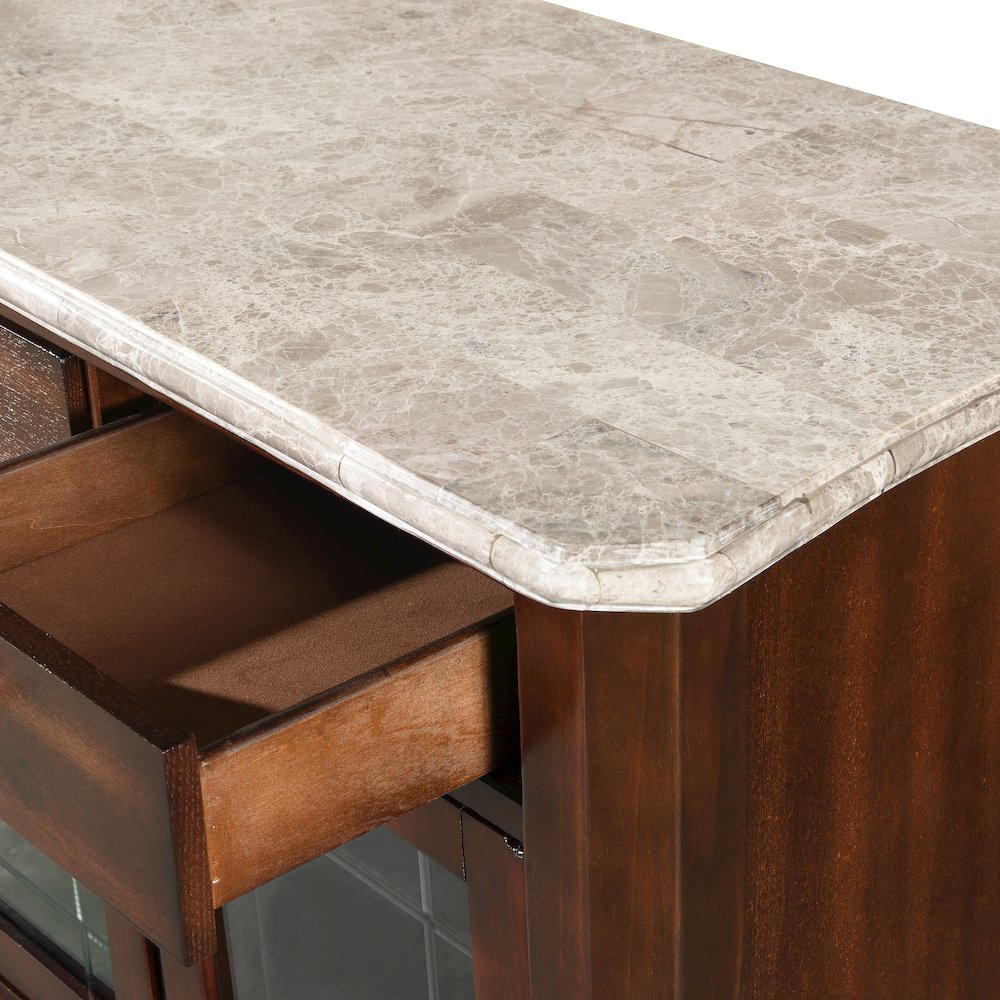 Marseille marble top sideboard by Start2Finish with sleek wooden cabinet and marble surface, ideal for modern living room decor.