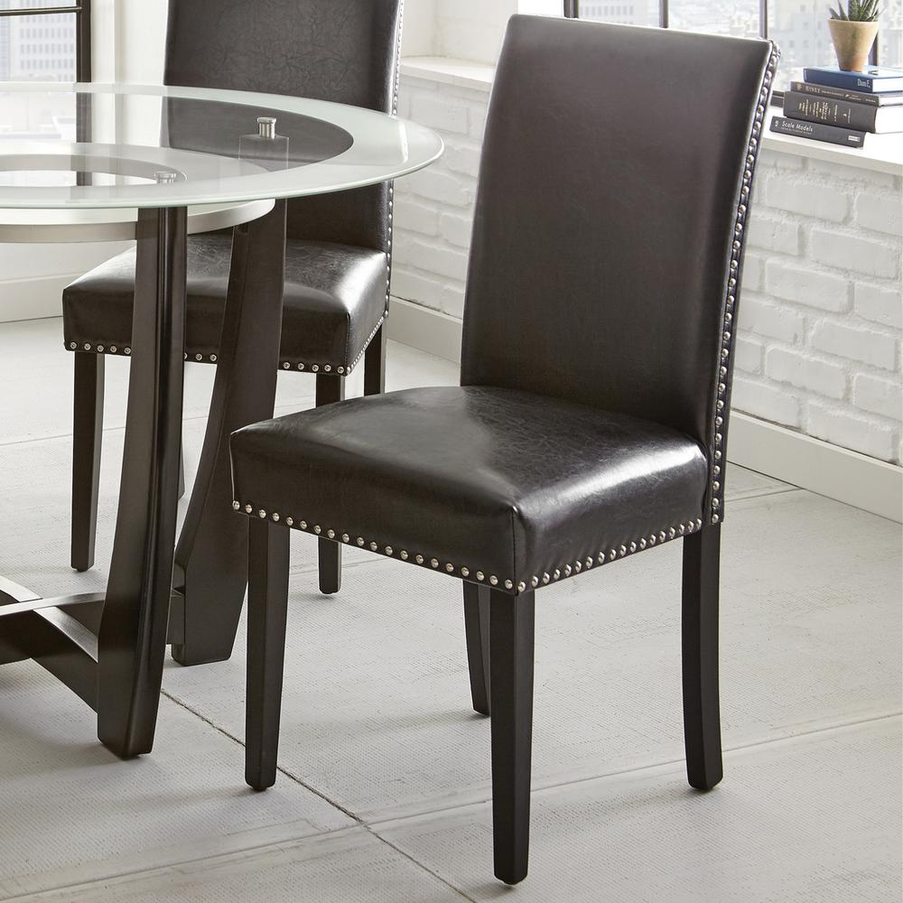 Start2Finish Verano vegan leather side chair in black, showcasing a modern black furniture piece with sleek design and cushioned seat.
