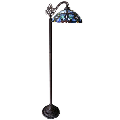 Start2Finish CHLOE Lighting VIVIAN Tiffany-style Victorian stained glass floor lamp, 60-inch height with intricate colorful glass shade.